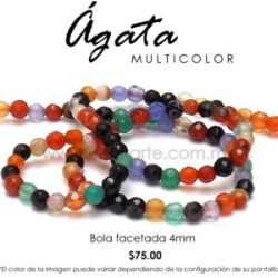 Agata multicolor, bola facetada 4mm