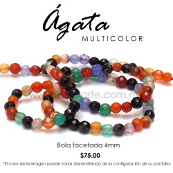 Agata multicolor, bola facetada 4mm