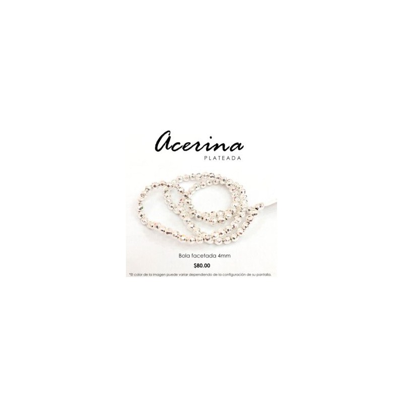 Acerina Facetada Plateada 4 mm