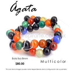 Ágata multicolor, bola lisa 8mm
