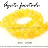 Ágata amarilla, bola facetada 8mm