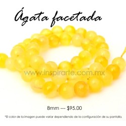 Ágata amarilla, bola facetada 8mm