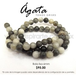 Ágata gris, bola lisa 6mm