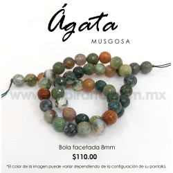 Ágata Musgosa bola facetada 8 mm