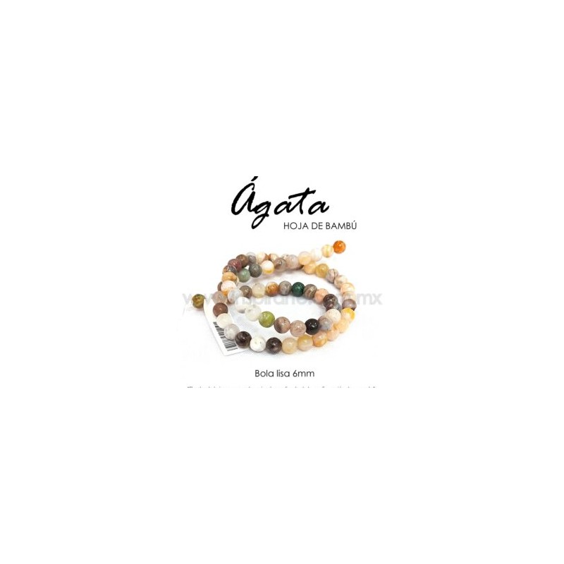 Ágata hoja de bambú bola lisa 6mm