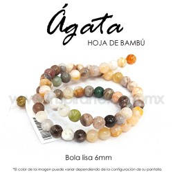 Ágata hoja de bambú bola lisa 6mm