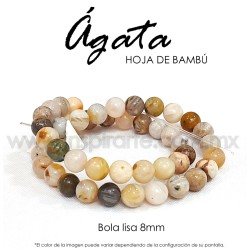 Ágata hoja de bambú bola lisa 8mm