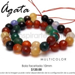 Ágata multicolor, bola facetada 10mm