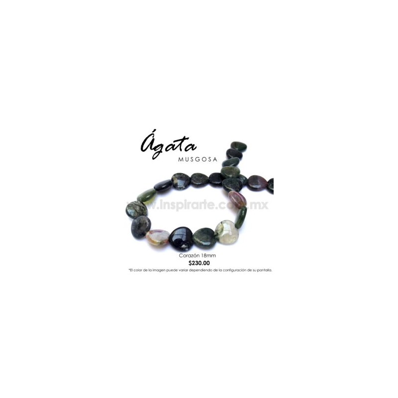 Ágata musgosa corazón 18mm