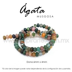 Ágata musgosa dona 6mm x 4mm