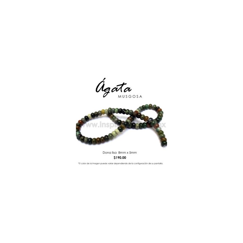 Ágata musgosa dona 8mm x 5mm