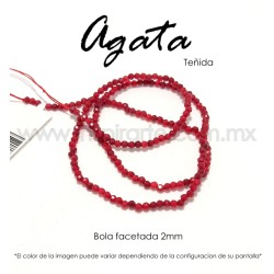 AGATA ROJA BOLA FACETADA 2MM