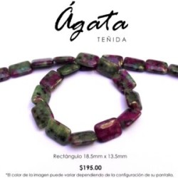 Ágata sandía, rectángulo 18.5mm x 13.5mm