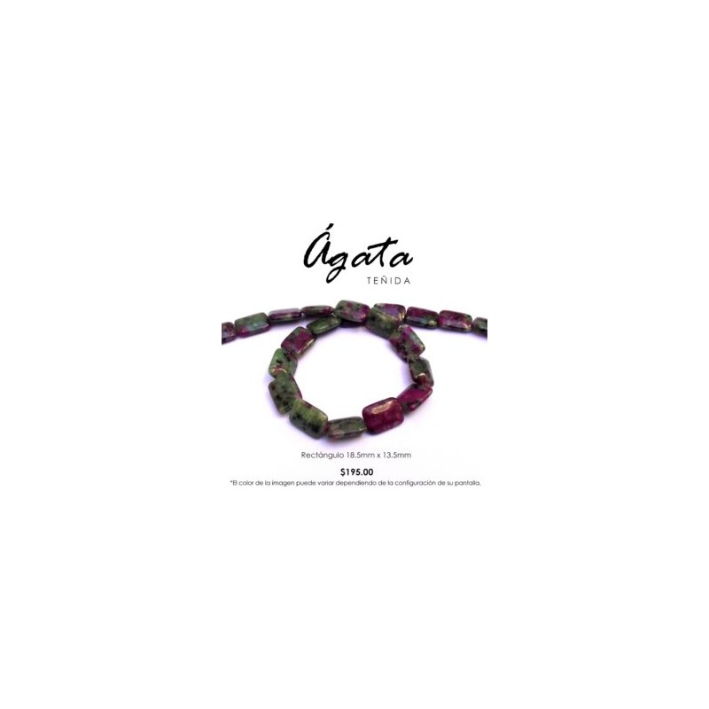 Ágata sandía, rectángulo 18.5mm x 13.5mm