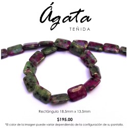 Ágata sandía, rectángulo 18.5mm x 13.5mm