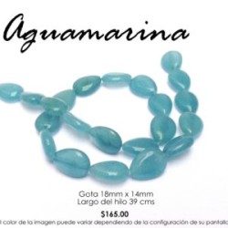 Aguamarina gota 18mm x 14mm