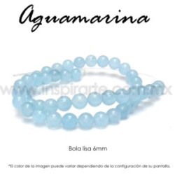 Aguamarina mate, bola lisa 6mm