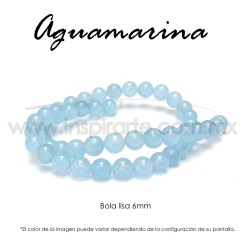 Aguamarina mate, bola lisa 6mm