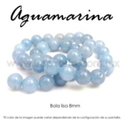 Aguamarina mate, bola lisa 8mm