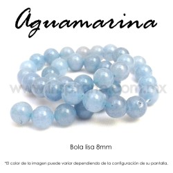 Aguamarina mate, bola lisa 8mm