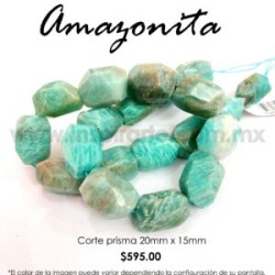 Amazonita facetada corte prisma, 20 mm x 15 mm