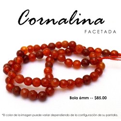 Cornalina facetada 6mm
