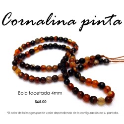 Cornalina pinta bola facetada 4mm