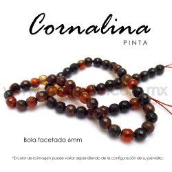 Cornalina pinta bola facetada 6mm