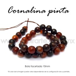 Cornalina pinta, bola facetada 10mm