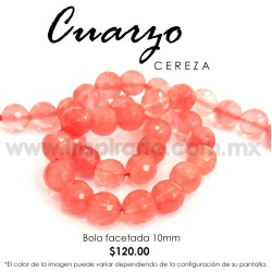 Cuarzo Cereza bola facetada 10 mm