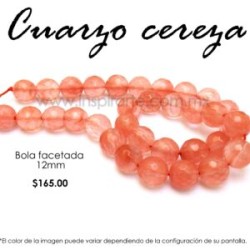 Cuarzo Cereza bola facetada 12mm