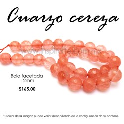 Cuarzo Cereza bola facetada 12mm
