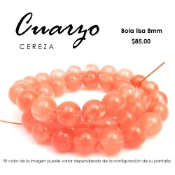 Cuarzo cereza bola lisa 8mm