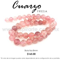 Cuarzo Fresa bola lisa 8mm