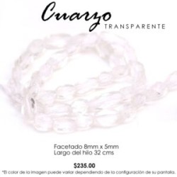 Cuarzo transparente facetado 8mm x 5mm