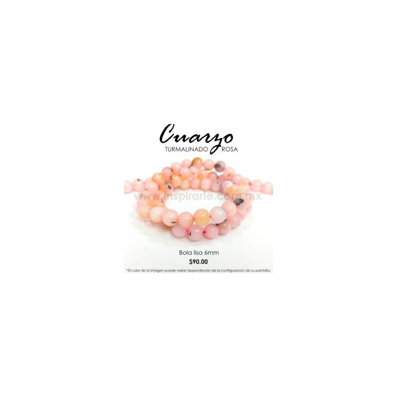 Cuarzo Turmalinado Rosa bola lisa 6mm