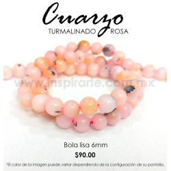 Cuarzo Turmalinado Rosa bola lisa 6mm