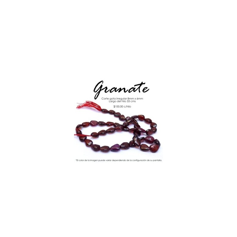 Granate, gota irregular 8mm x 6mm