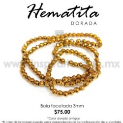 Hematita dorada bola facetada 3mm