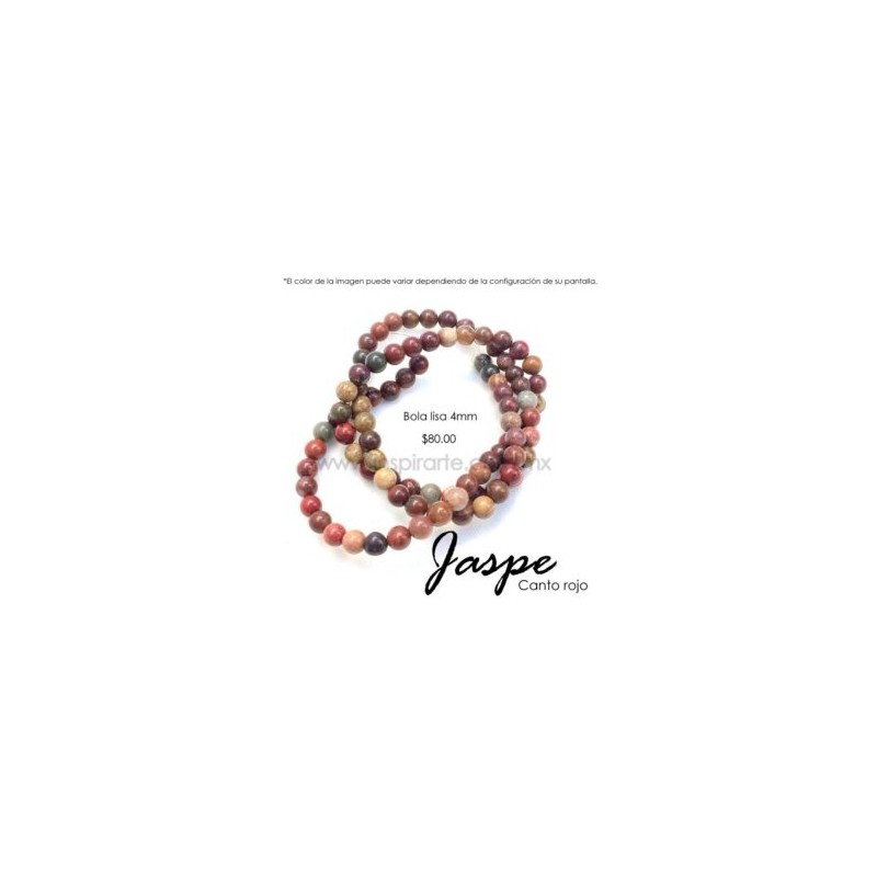 Jaspe Canto Rojo bola lisa 4mm