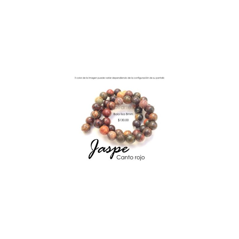 Jaspe Canto Rojo bola lisa 8mm