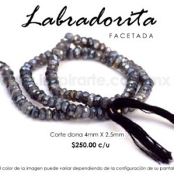 Labradorita dona facetada 4mm x 2.5mm