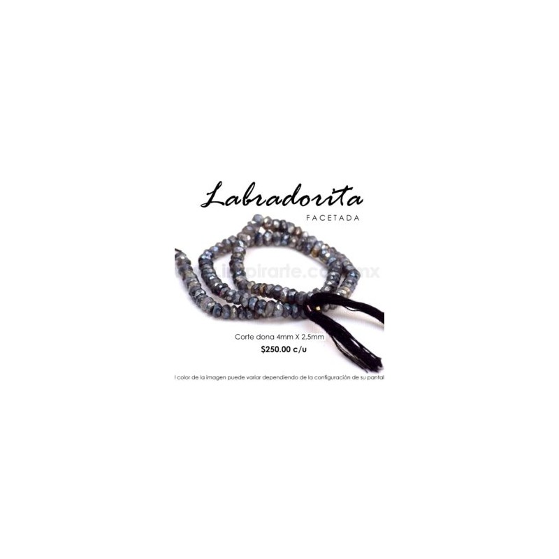Labradorita dona facetada 4mm x 2.5mm