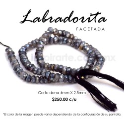 Labradorita dona facetada 4mm x 2.5mm