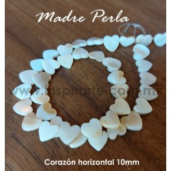 Madre perla, corazón 10mm (perforación horizontal)