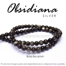Obsidiana Silver, bola lisa 6mm