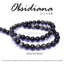 Obsidiana Silver, bola lisa 8mm