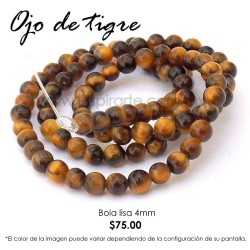 Ojo de tigre, bola lisa 4mm