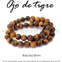 Ojo de tigre, bola lisa 8mm