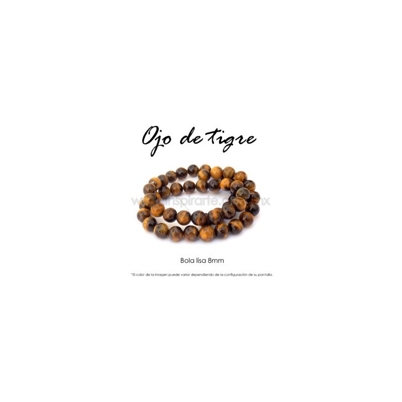 Ojo de tigre, bola lisa 8mm